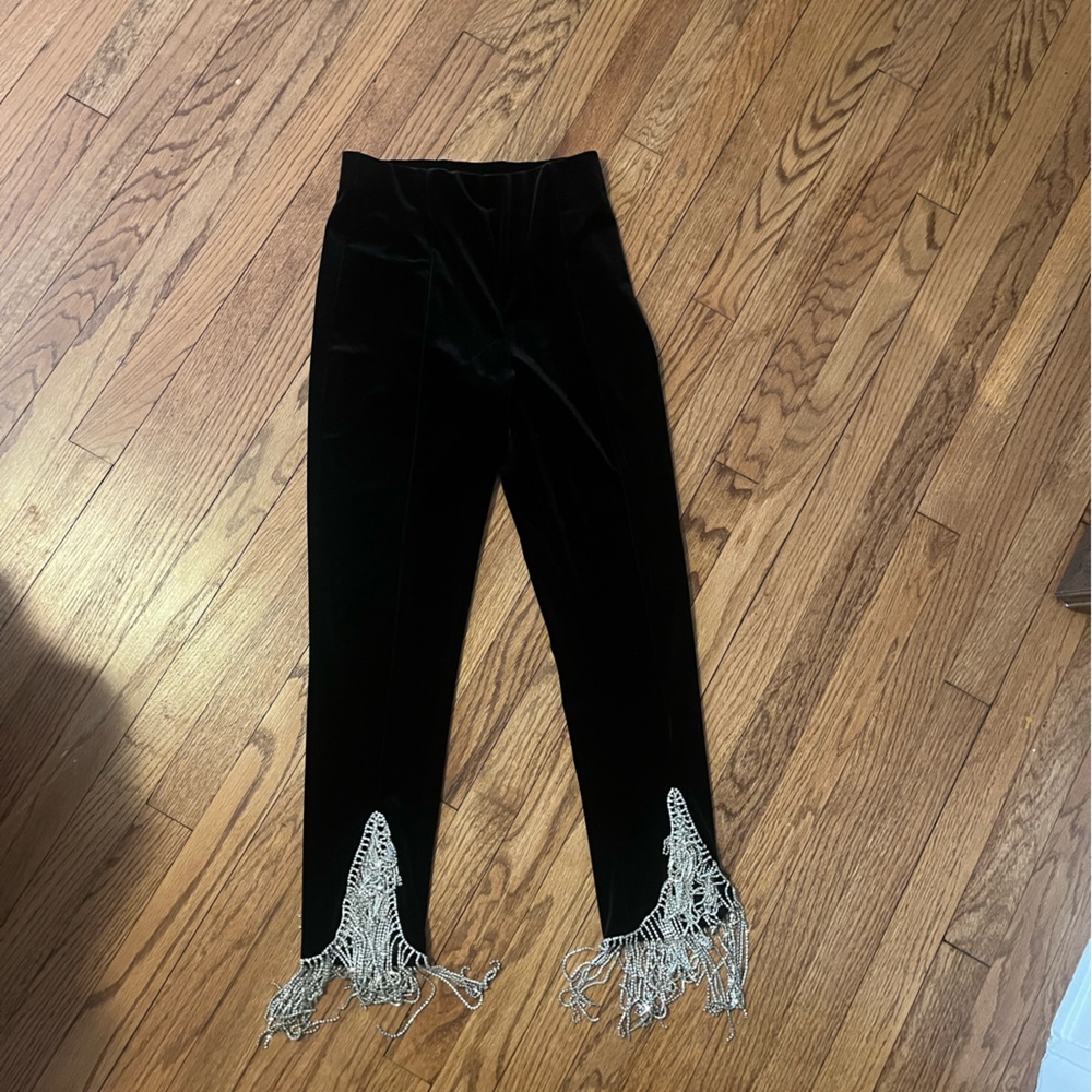 Highwaisted Velvet Pants with embellished fridge